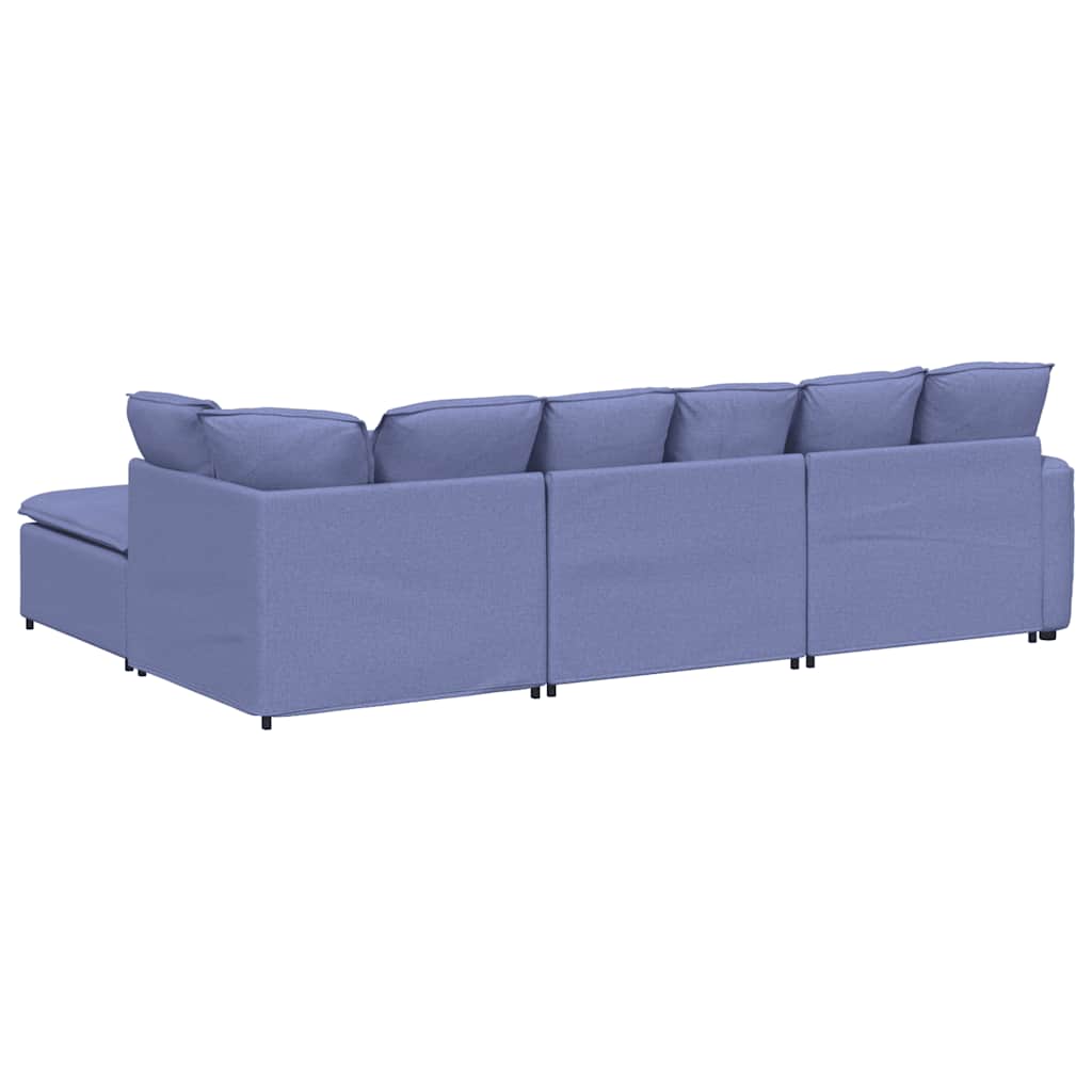 Canapea modulară cu taburet și perne, textil, albastru jeans GartenMobel Dekor