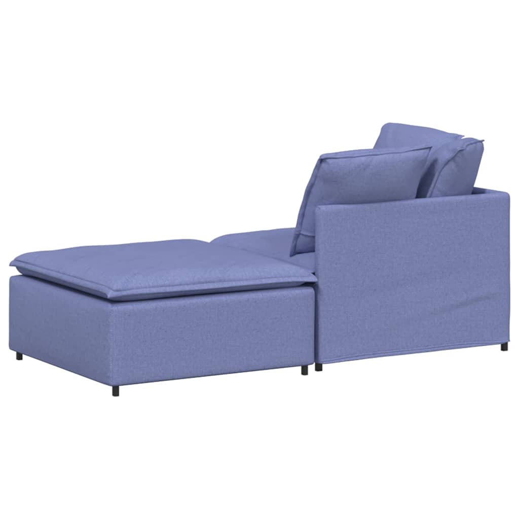 Canapea modulară cu taburet și perne, textil, albastru jeans GartenMobel Dekor