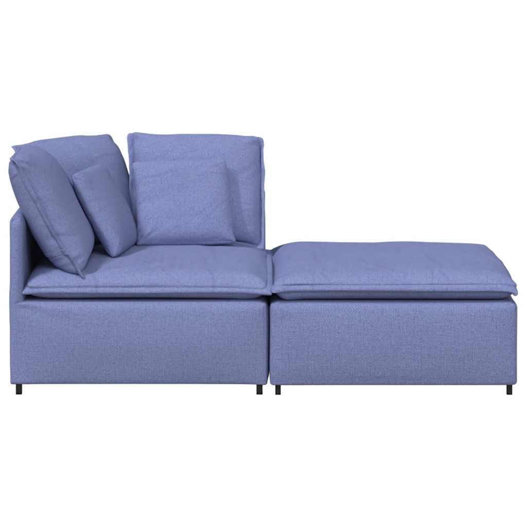 Canapea modulară cu taburet și perne, textil, albastru jeans GartenMobel Dekor