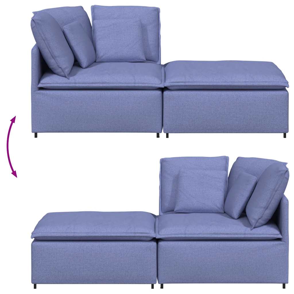 Canapea modulară cu taburet și perne, textil, albastru jeans GartenMobel Dekor