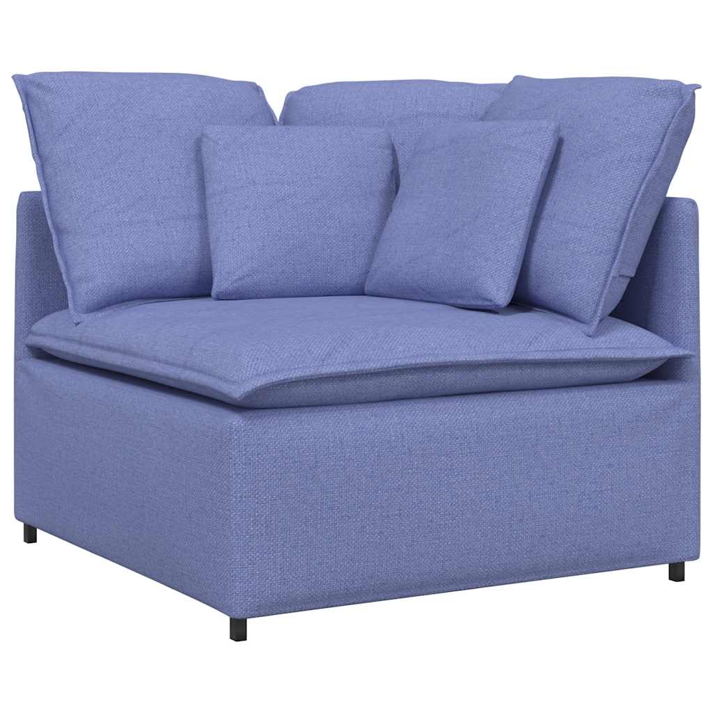 Canapea modulară cu taburet și perne, textil, albastru jeans GartenMobel Dekor