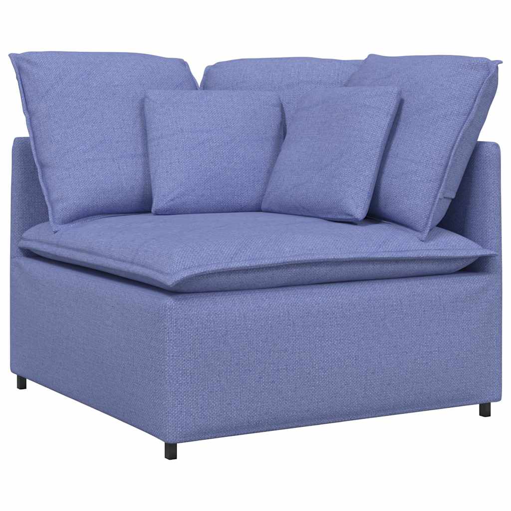 Canapea modulară cu taburet și perne, textil, albastru jeans GartenMobel Dekor