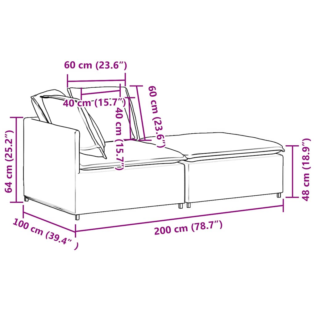 Canapea modulară cu taburet și perne, textil, albastru jeans GartenMobel Dekor