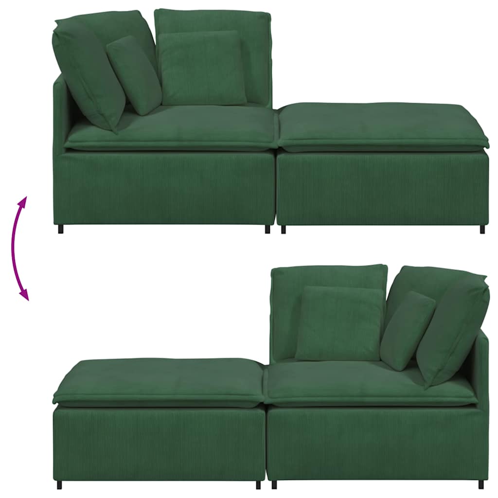 Canapea modulară cu taburet și perne, verde junglă GartenMobel Dekor