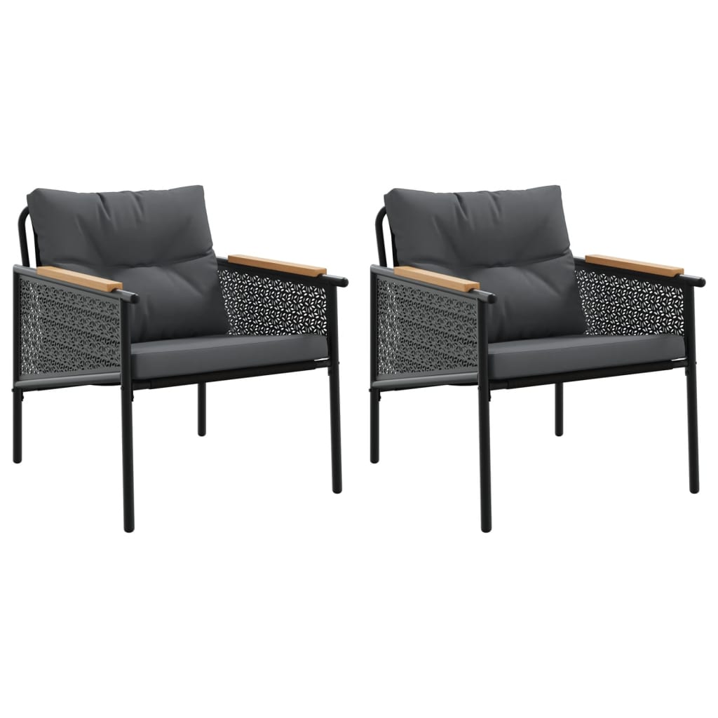 Scaune de grădină cu perne, 2 buc., negru, oțel GartenMobel Dekor