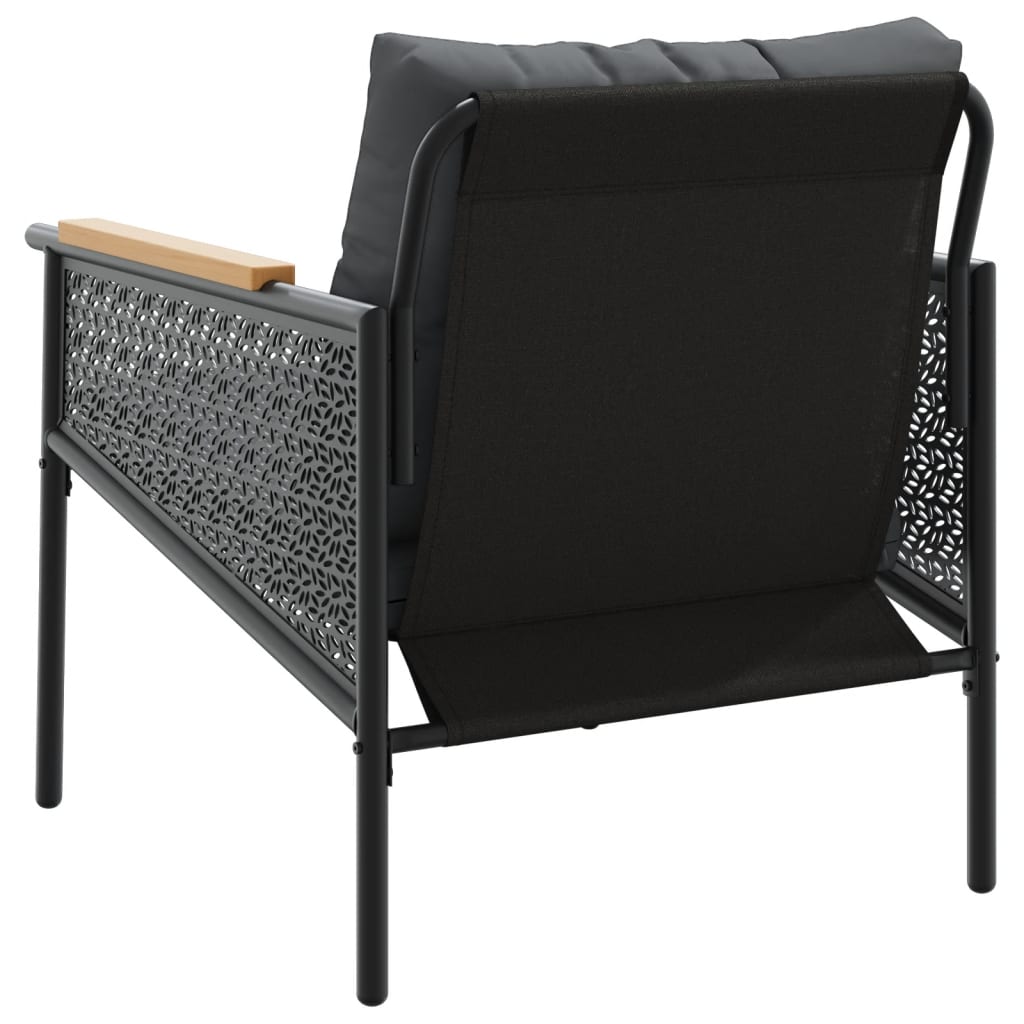 Set mobilier de balcon, 4 piese, cu perne, negru, oțel GartenMobel Dekor
