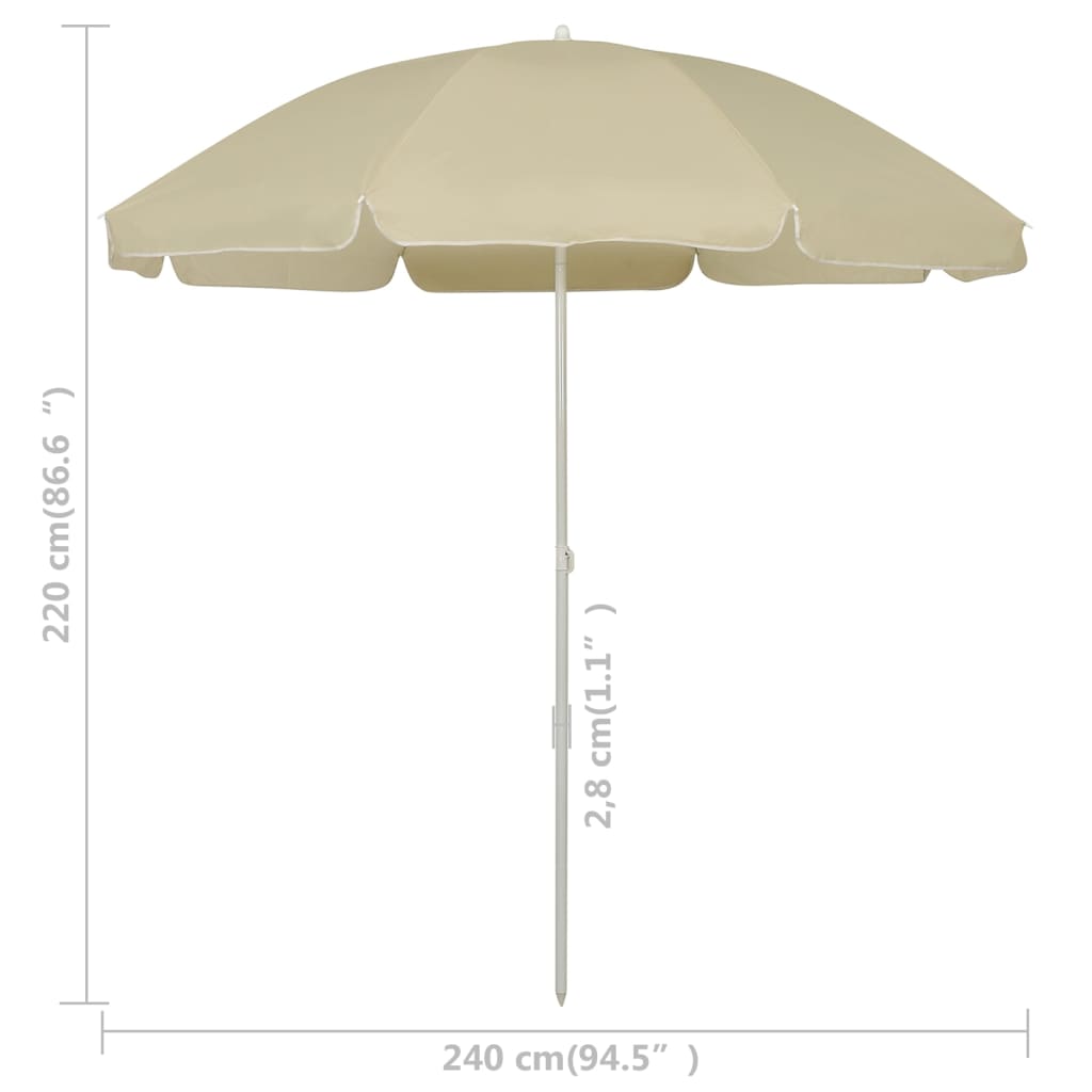 Umbrelă de soare de plajă, galben nisipiu, 240 cm GartenMobel Dekor
