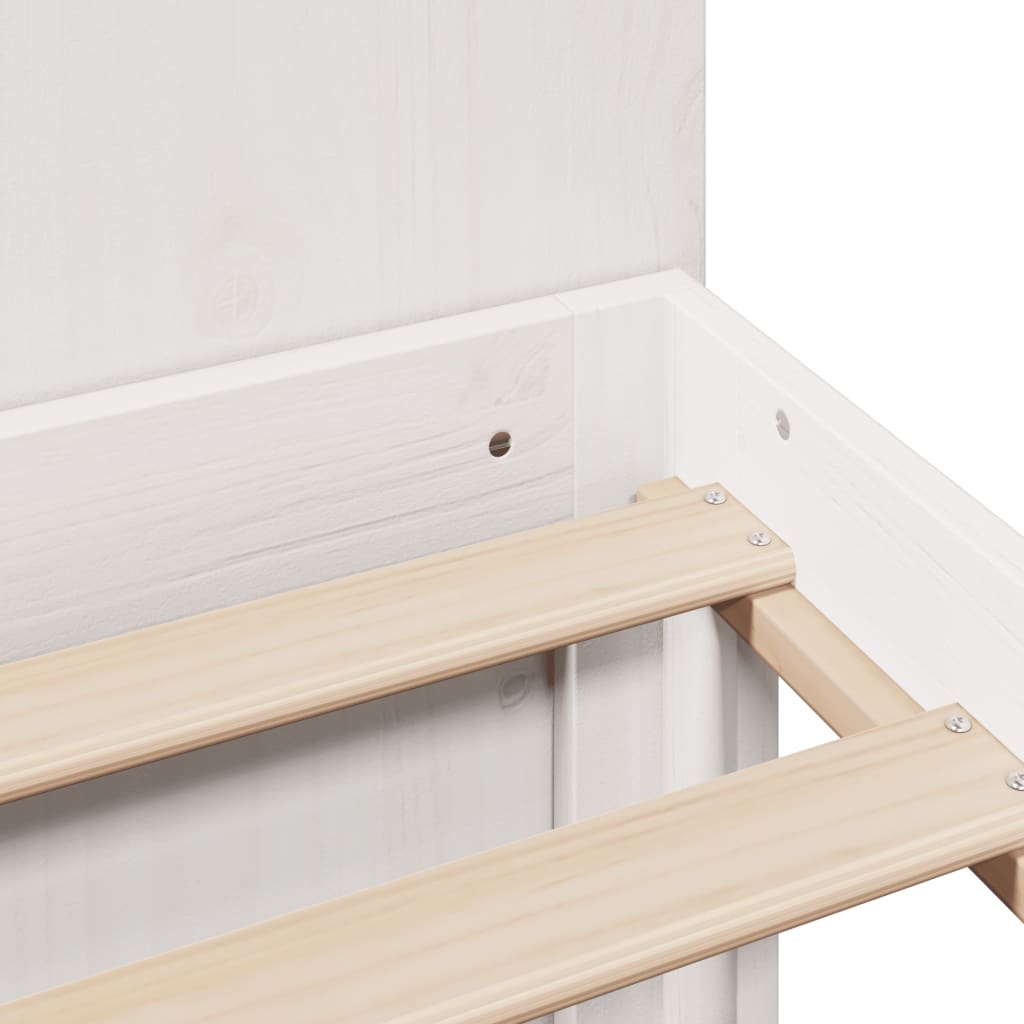 Pat cu bibliotecă fără saltea, alb, 140x190 cm, lemn masiv pin GartenMobel Dekor