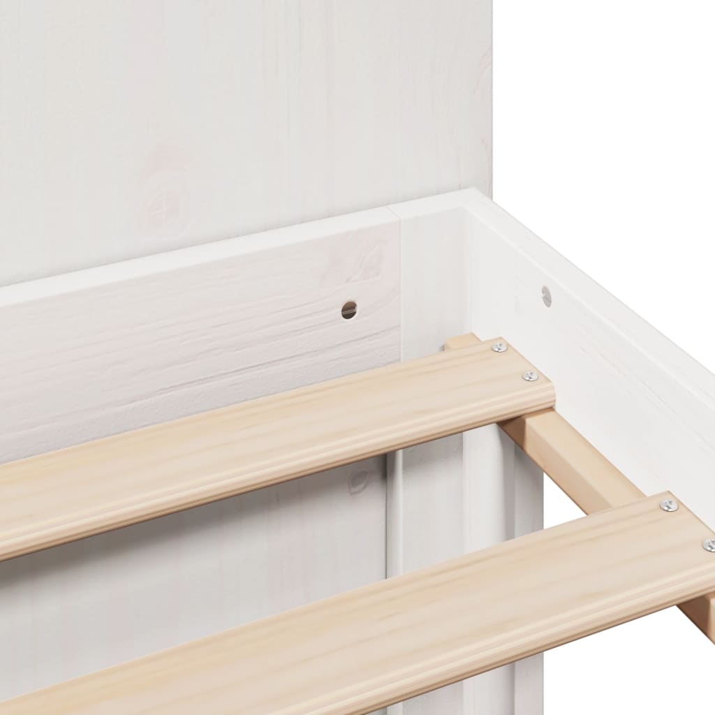 Pat cu bibliotecă fără saltea, alb, 140x200 cm, lemn masiv pin GartenMobel Dekor
