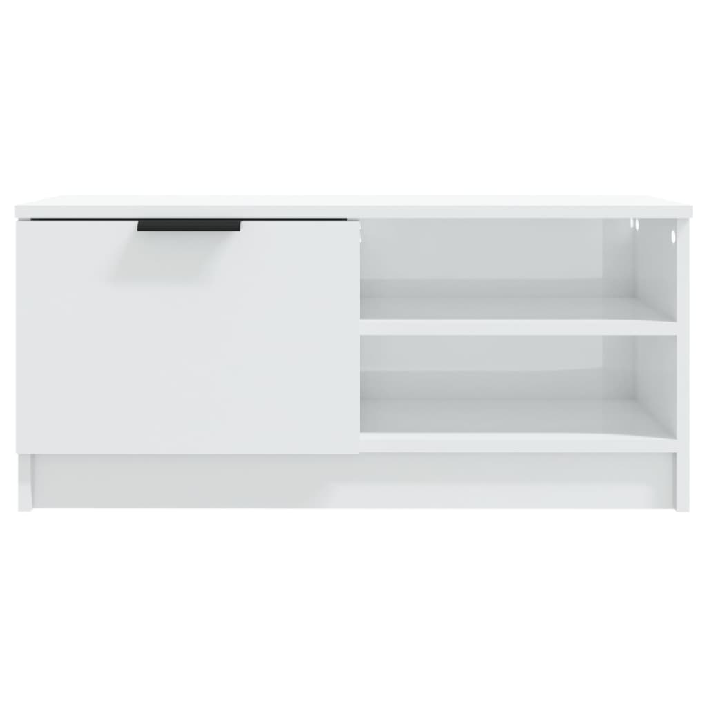 Comodă TV,2 buc., alb extralucios,80x35x36,5 cm, lemn prelucrat GartenMobel Dekor