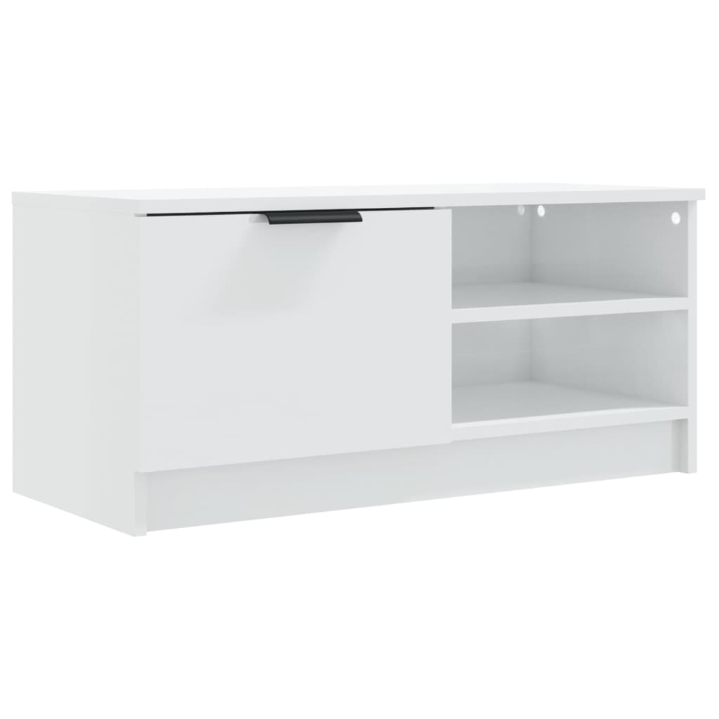 Comodă TV,2 buc., alb extralucios,80x35x36,5 cm, lemn prelucrat GartenMobel Dekor