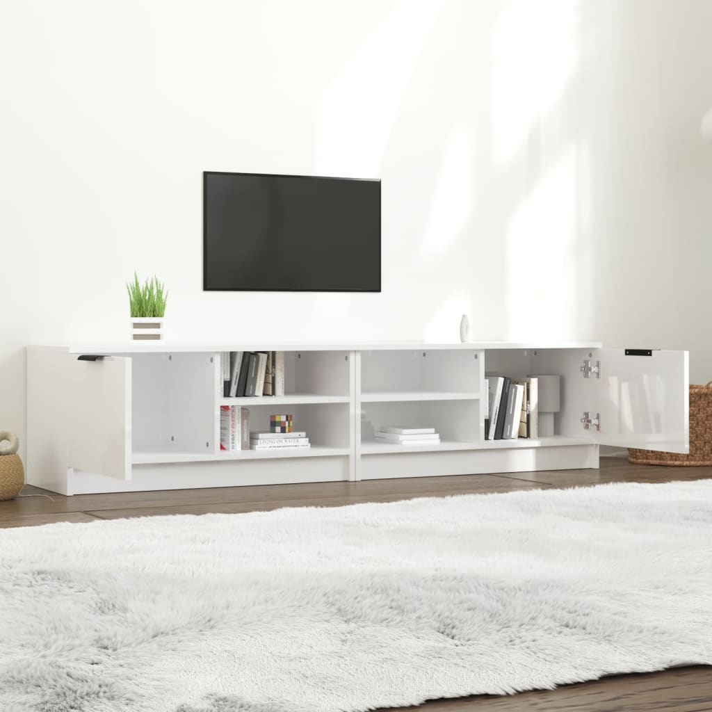 Comodă TV,2 buc., alb extralucios,80x35x36,5 cm, lemn prelucrat GartenMobel Dekor