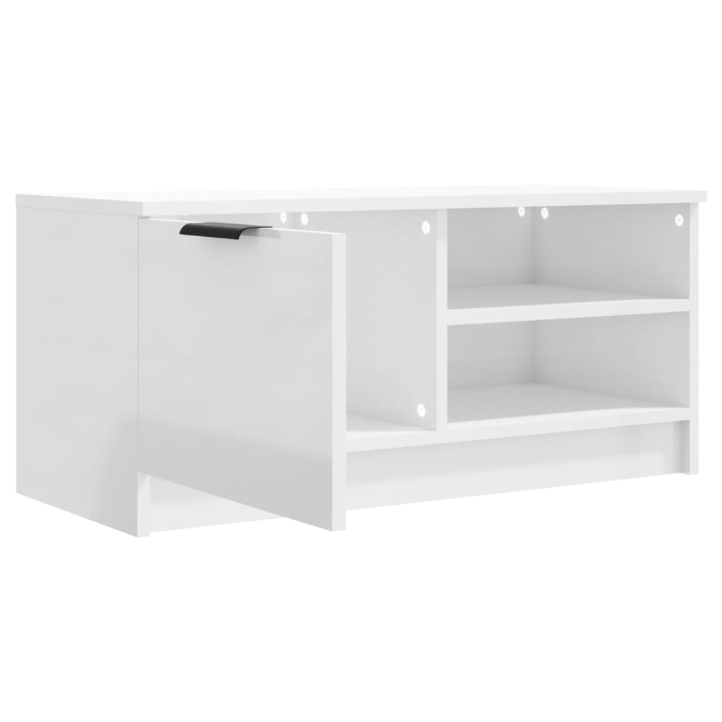 Comodă TV,2 buc., alb extralucios,80x35x36,5 cm, lemn prelucrat GartenMobel Dekor
