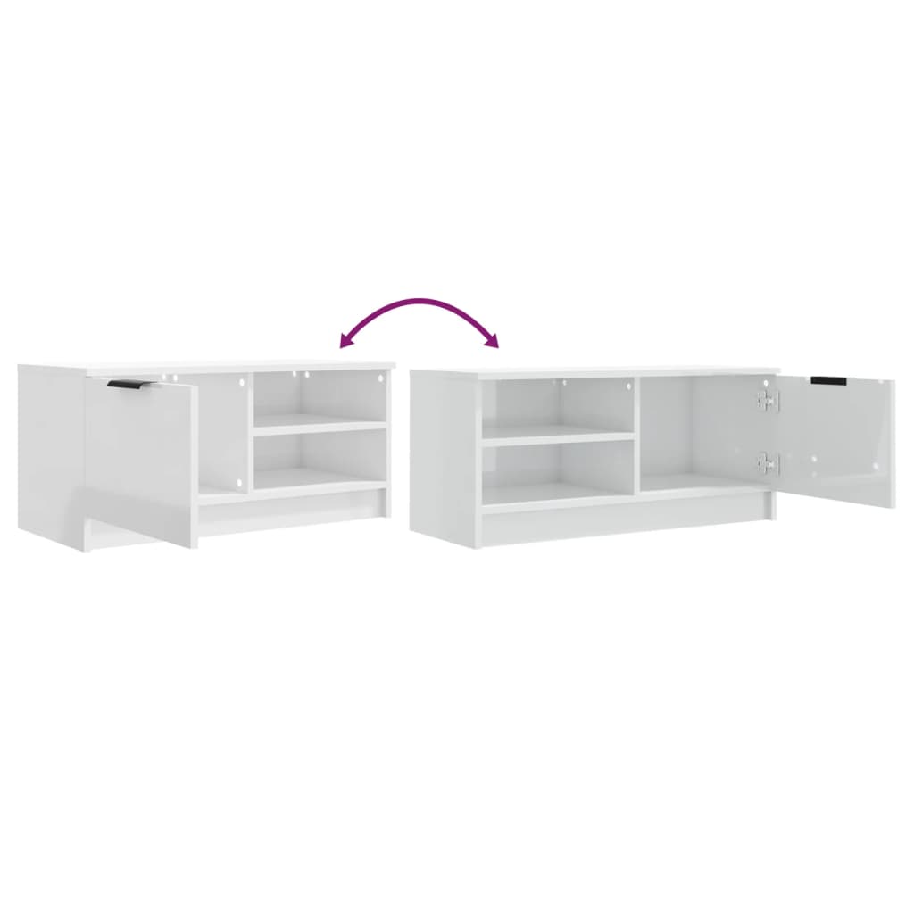 Comodă TV,2 buc., alb extralucios,80x35x36,5 cm, lemn prelucrat GartenMobel Dekor