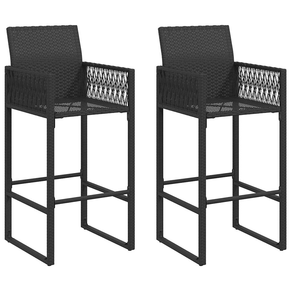 Set mobilier bar de grădină fără perne 3 piese negru poliratan GartenMobel Dekor