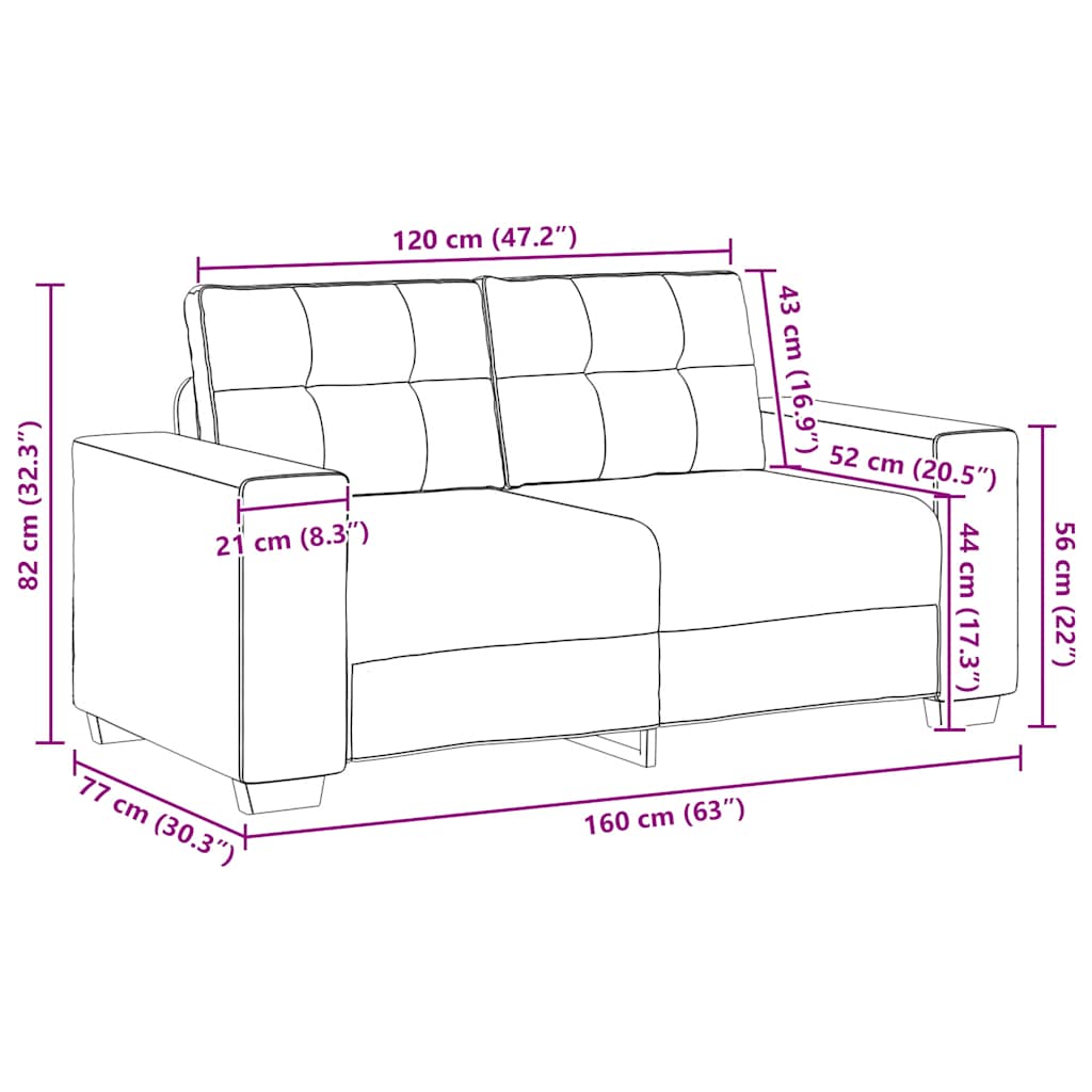 Canapea Loveseat Negru 120 cm Stofa GartenMobel Dekor