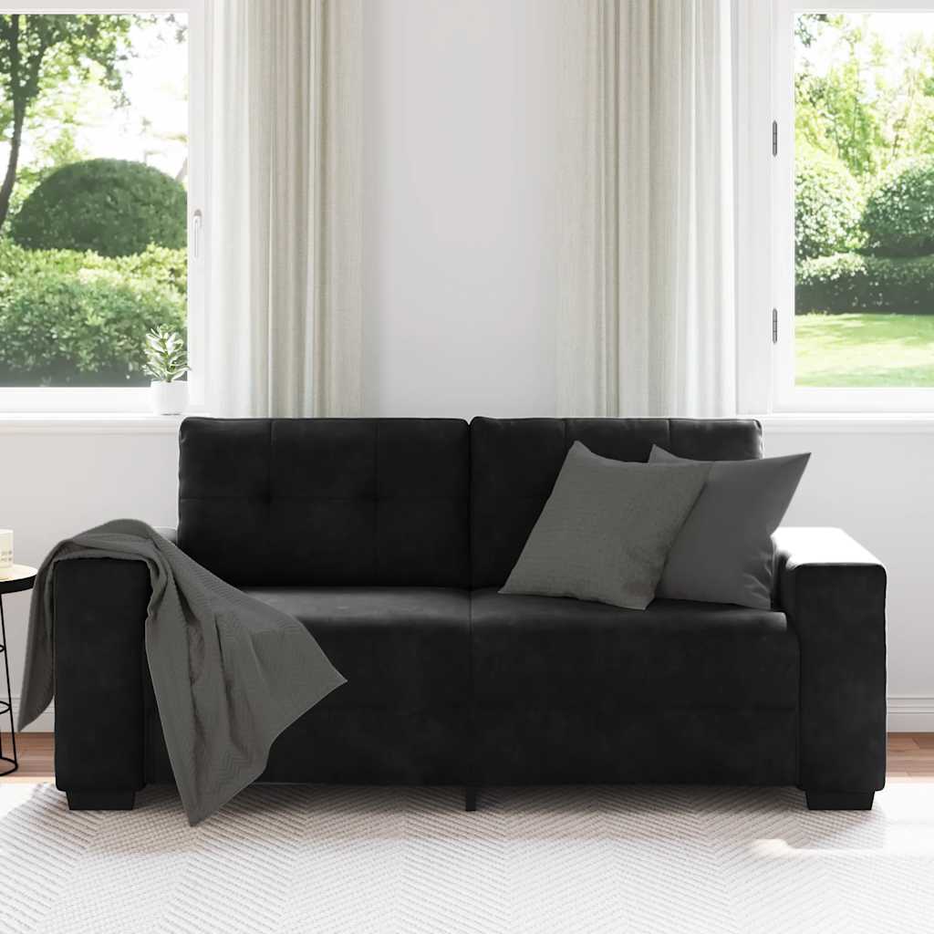 Canapea loveseat neagră 140 cm catifea GartenMobel Dekor