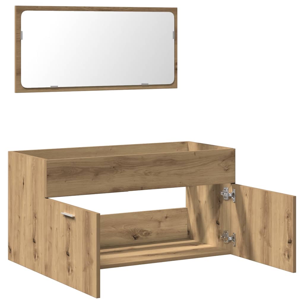 Dulap de baie cu oglindă Artisan Stejar lemn prelucrat GartenMobel Dekor