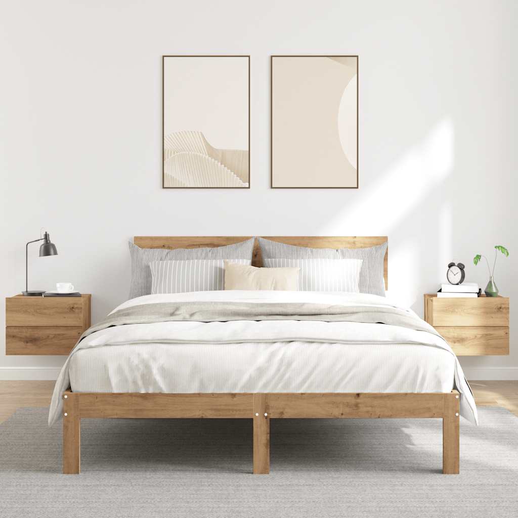 Noptiere de perete, 2 buc., stejar artizanal, 40x32x30 cm GartenMobel Dekor