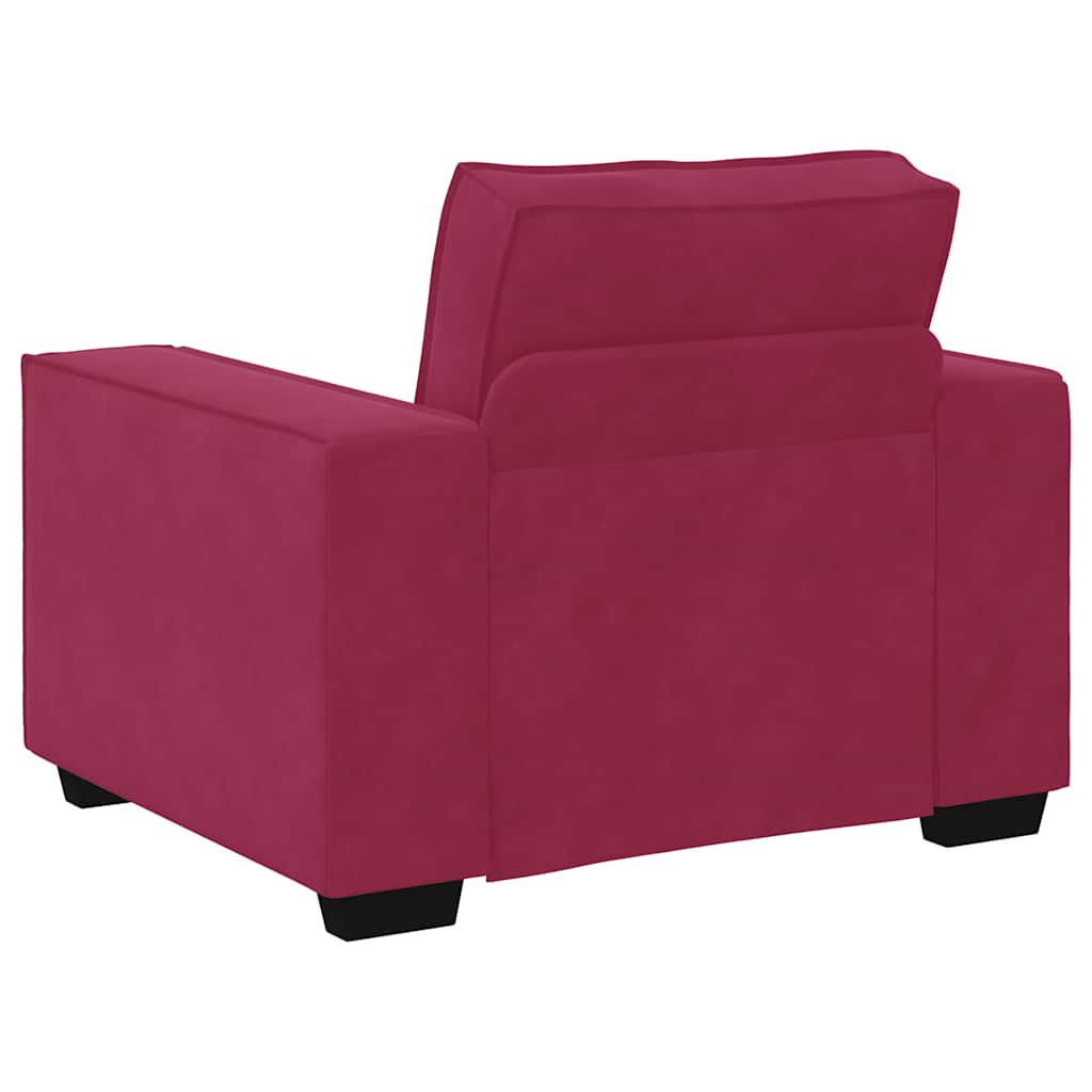 Set canapea cu perne, 3 piese, roșu vin, catifea GartenMobel Dekor