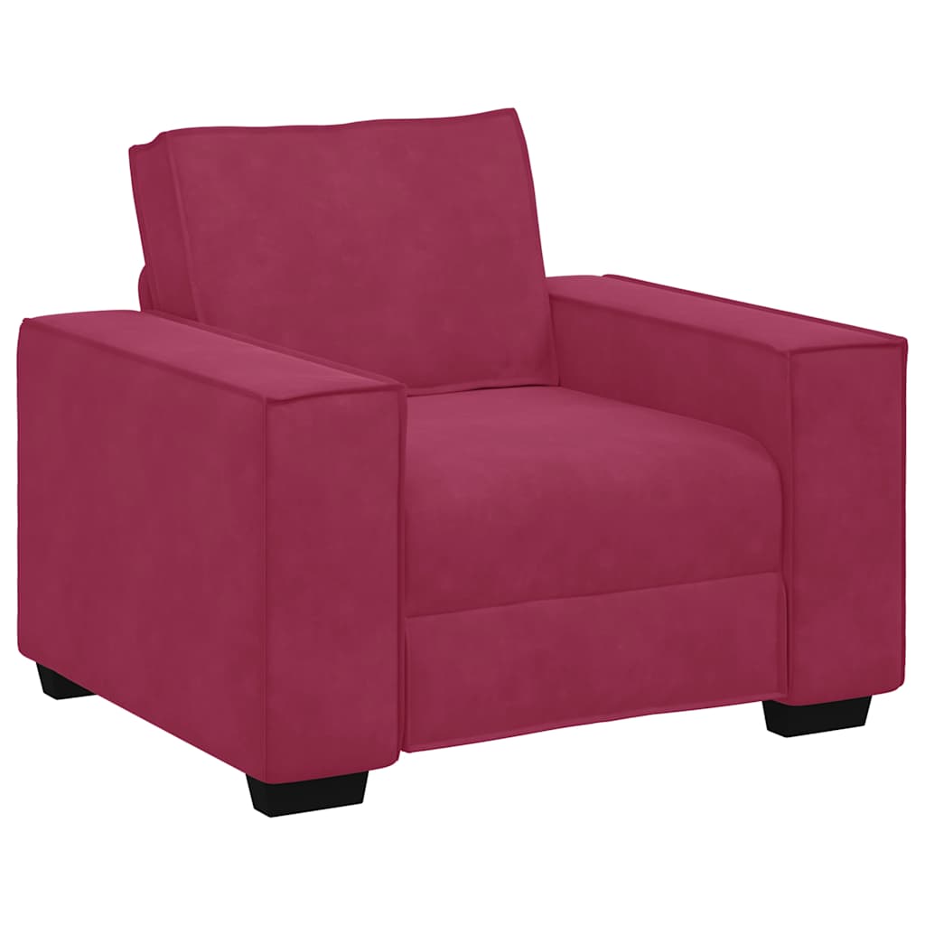 Set canapea cu perne, 3 piese, roșu vin, catifea GartenMobel Dekor