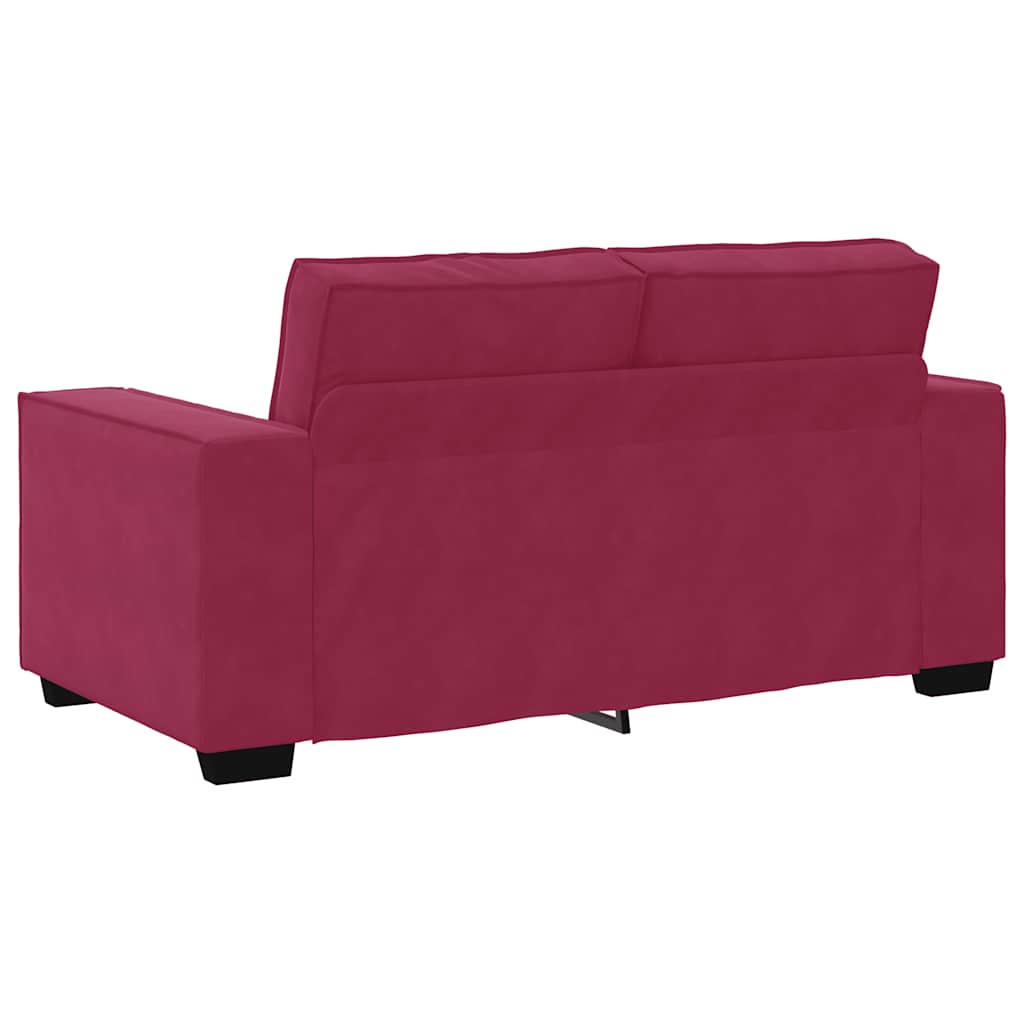 Set canapea cu perne, 3 piese, roșu vin, catifea GartenMobel Dekor