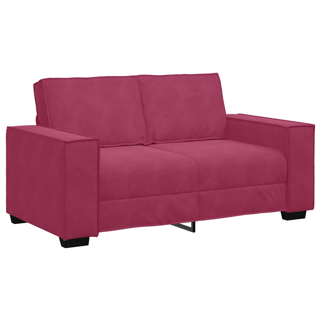 Set canapea cu perne, 3 piese, roșu vin, catifea GartenMobel Dekor