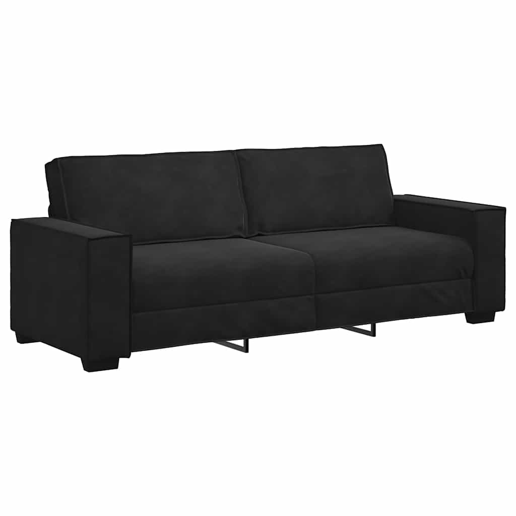 Set de canapele cu perne, 3 piese, negru, catifea GartenMobel Dekor