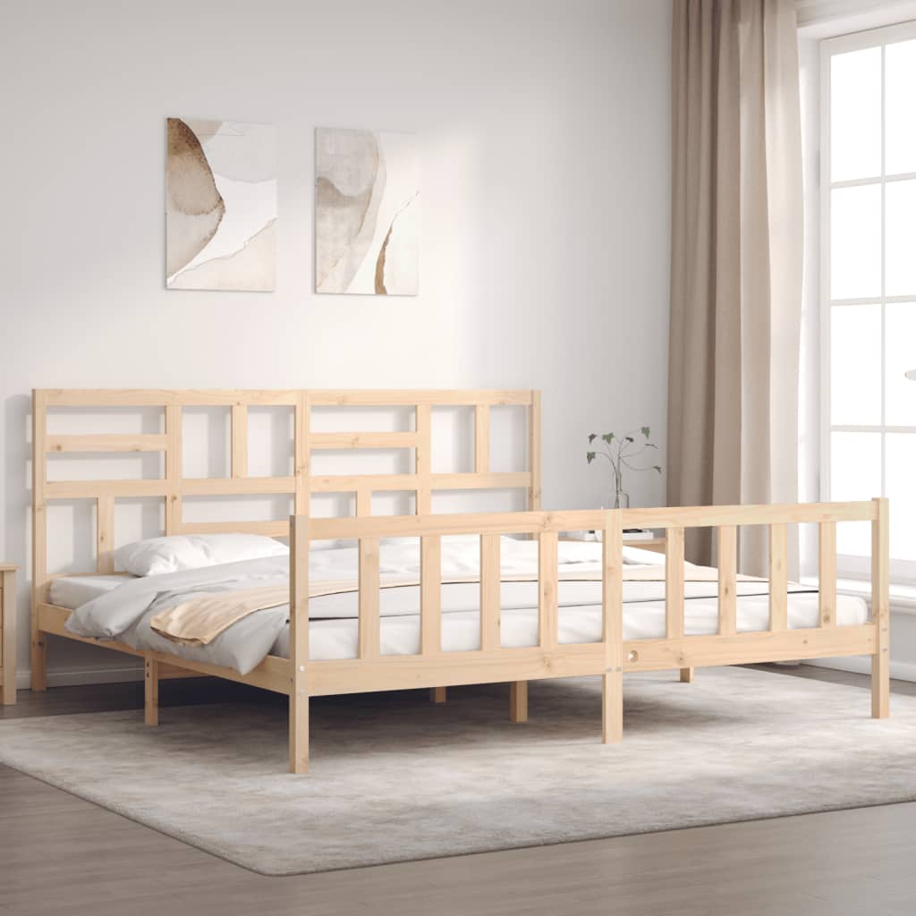 Cadru de pat cu tăblie Super King Size, lemn masiv GartenMobel Dekor