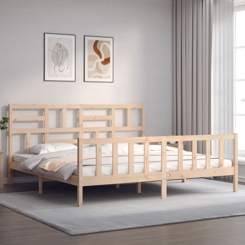 Cadru de pat cu tăblie Super King Size, lemn masiv GartenMobel Dekor