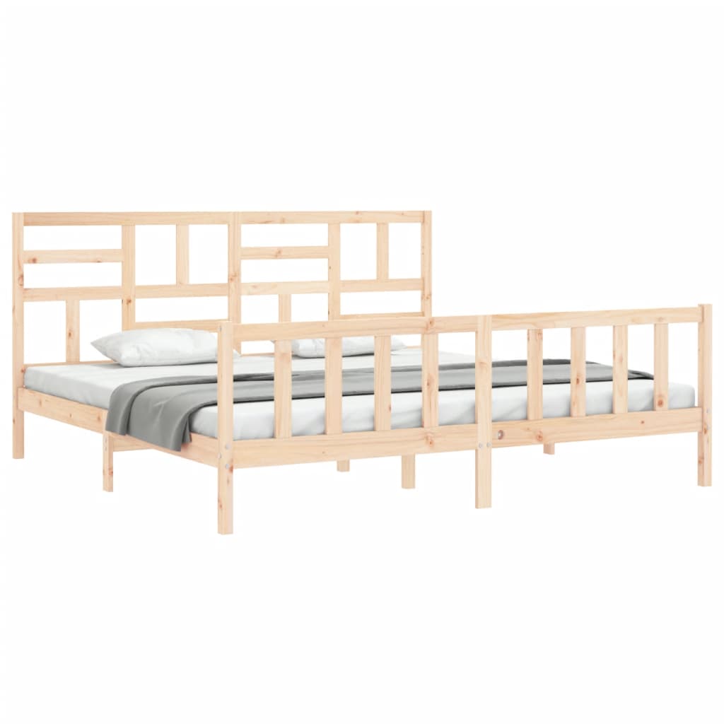 Cadru de pat cu tăblie Super King Size, lemn masiv GartenMobel Dekor