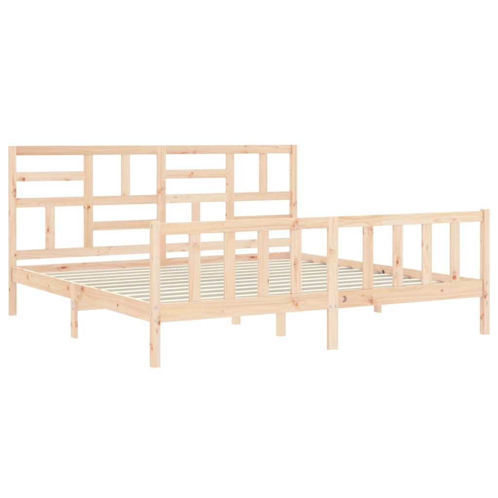 Cadru de pat cu tăblie Super King Size, lemn masiv GartenMobel Dekor