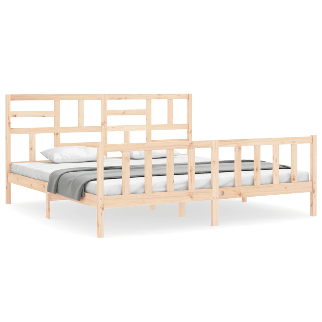 Cadru de pat cu tăblie Super King Size, lemn masiv GartenMobel Dekor