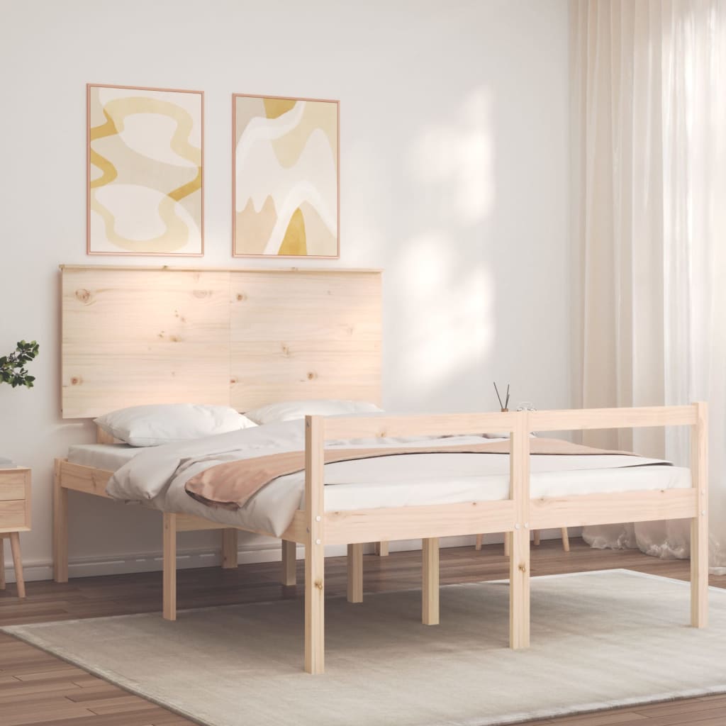 Cadru de pat senior cu tăblie, 140x200 cm, lemn masiv GartenMobel Dekor