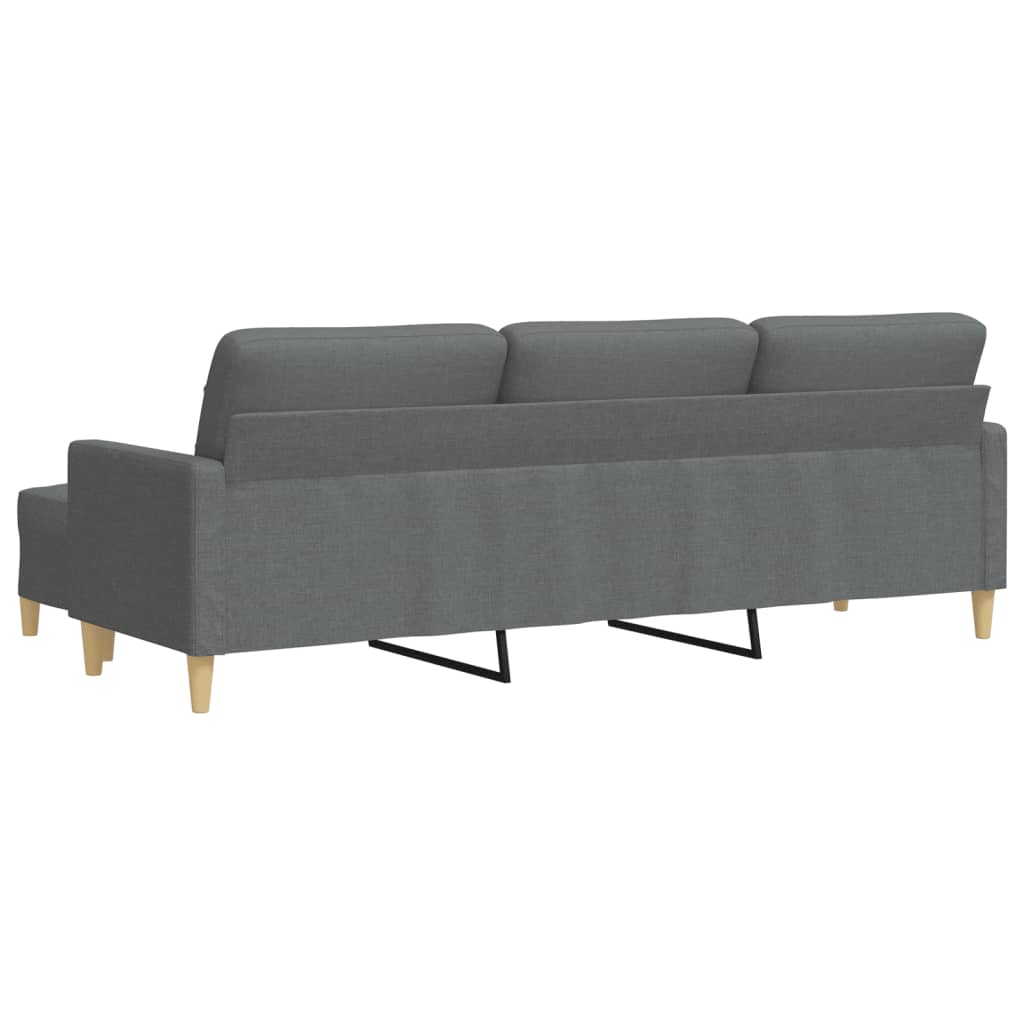 Canapea cu 3 locuri și taburet, gri închis, 210 cm, textil GartenMobel Dekor