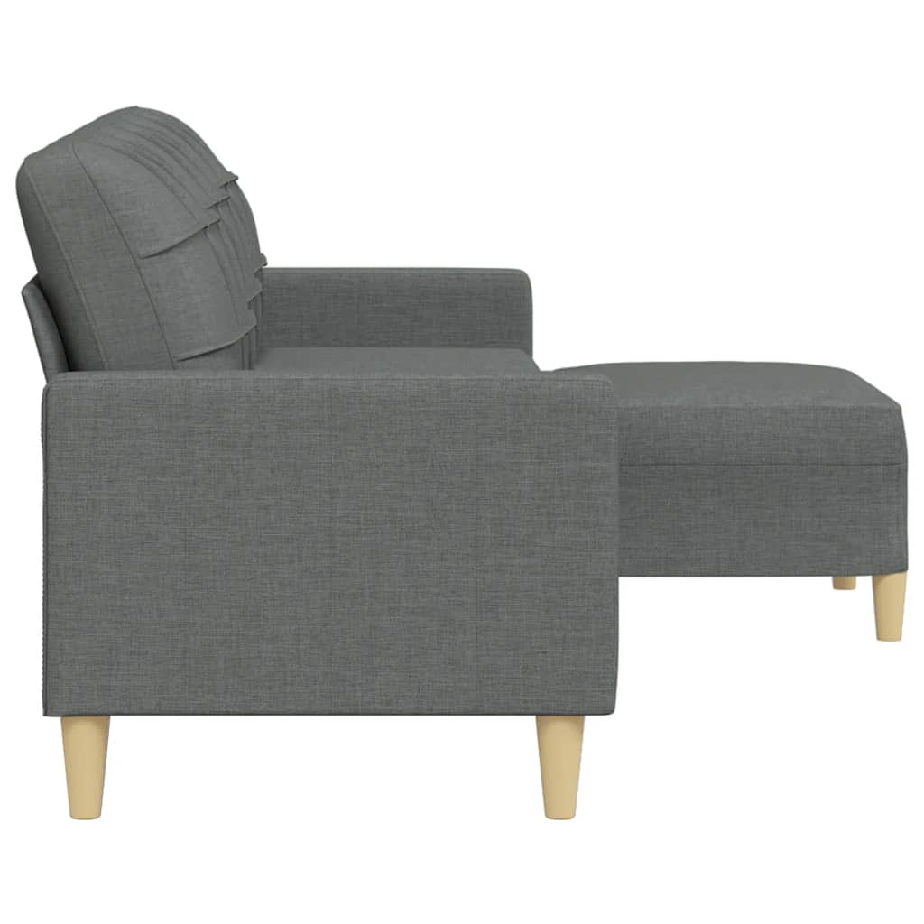 Canapea cu 3 locuri și taburet, gri închis, 210 cm, textil GartenMobel Dekor