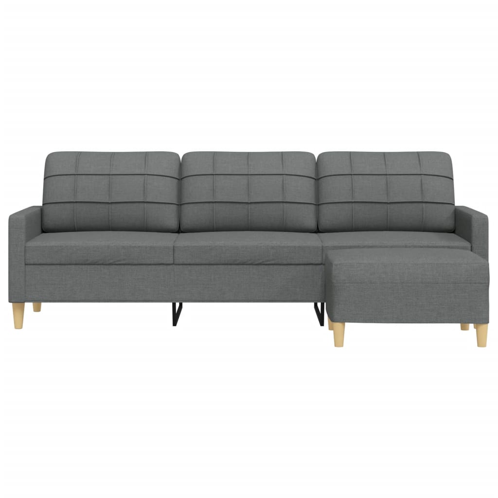 Canapea cu 3 locuri și taburet, gri închis, 210 cm, textil GartenMobel Dekor