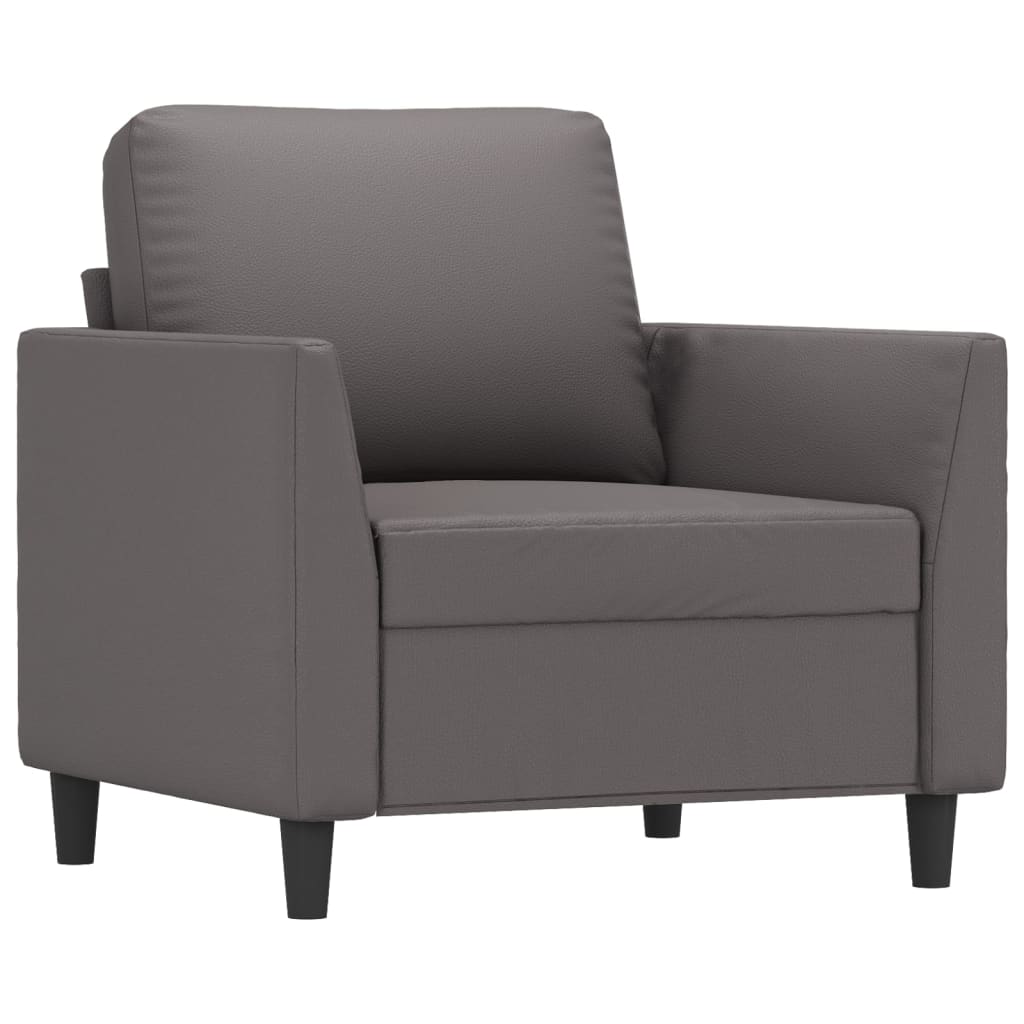 Set de canapele cu perne, 4 piese, gri, piele ecologică GartenMobel Dekor