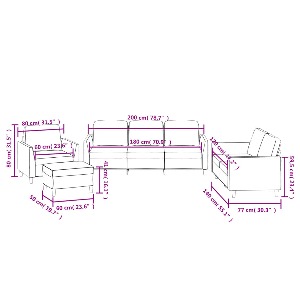 Set de canapele cu perne, 4 piese, gri, piele ecologică GartenMobel Dekor