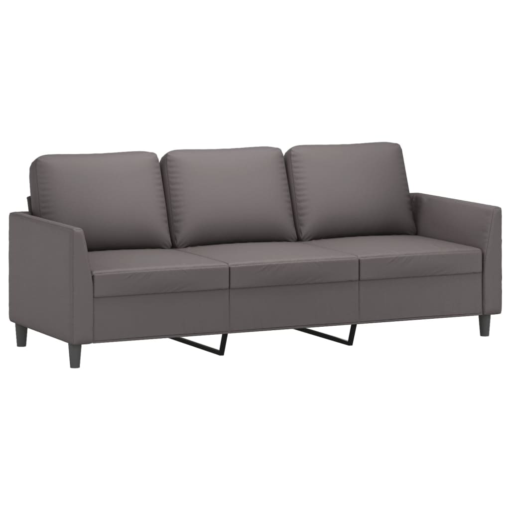 Set de canapele cu perne, 4 piese, gri, piele ecologică GartenMobel Dekor