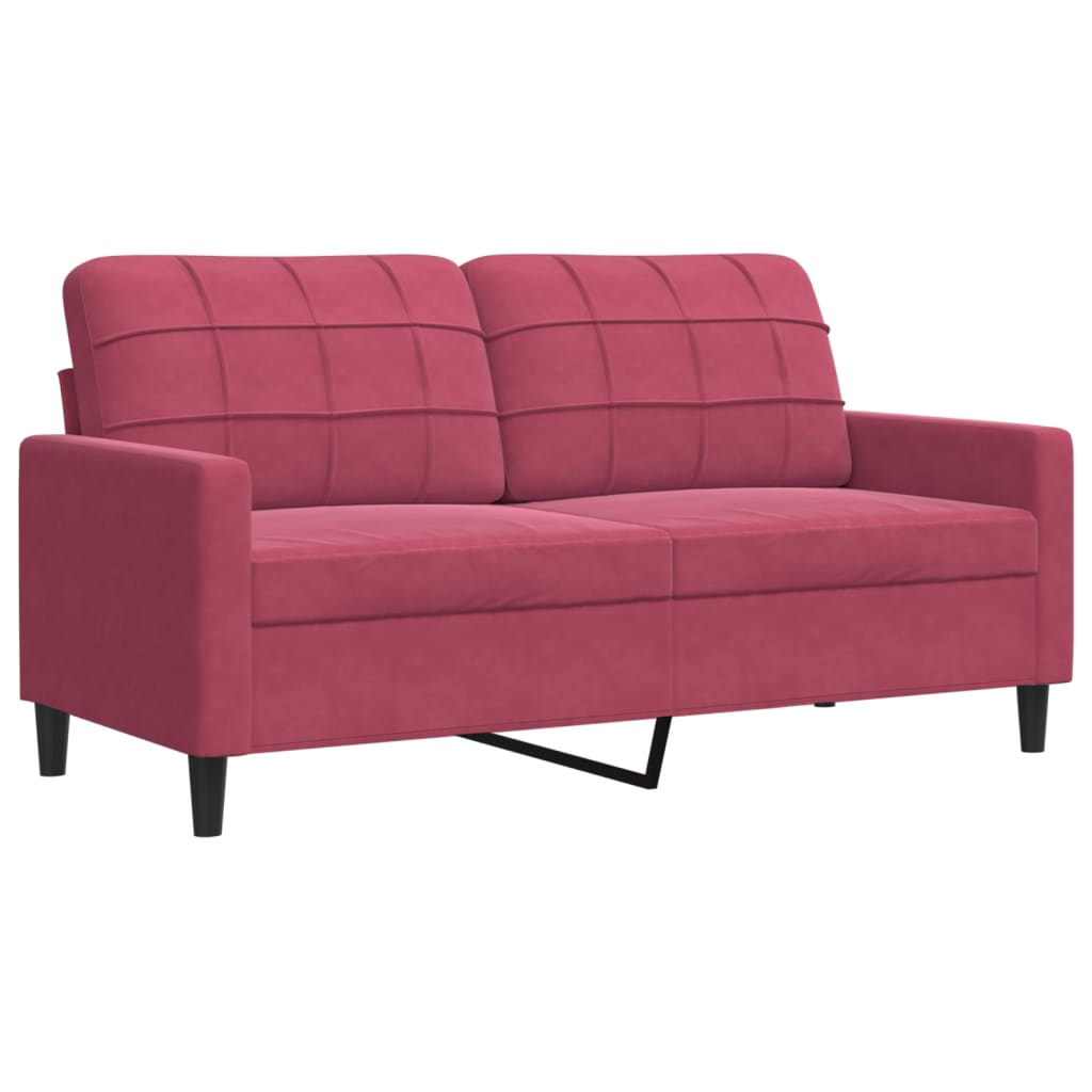 Set canapea cu perne/rulouri, 3 piese, roșu vin, catifea GartenMobel Dekor