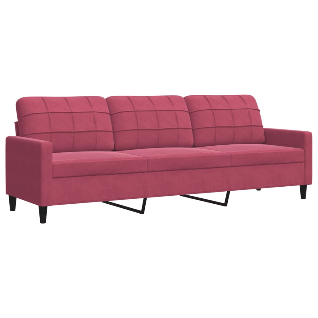Set canapea cu perne/rulouri, 4 piese, roșu vin, catifea GartenMobel Dekor