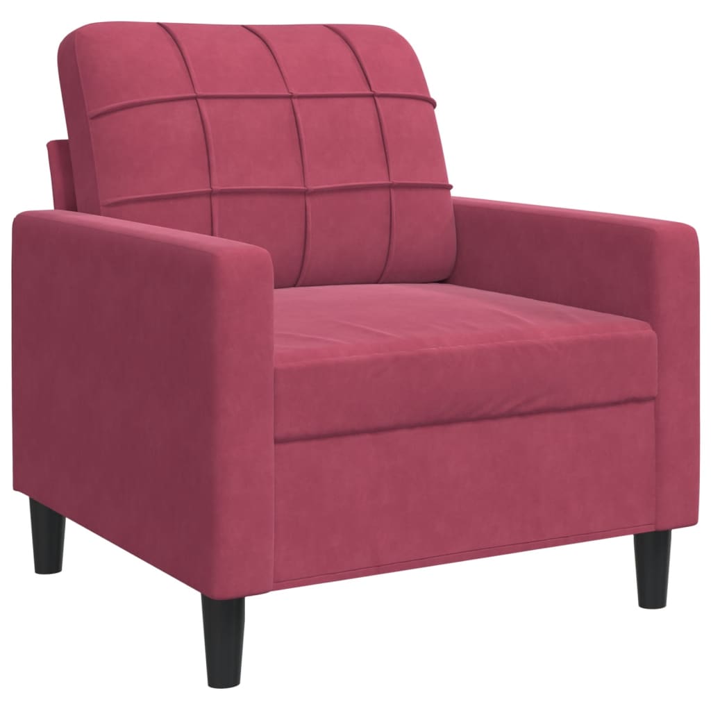 Set canapele cu perne, 4 piese, roșu vin, catifea GartenMobel Dekor
