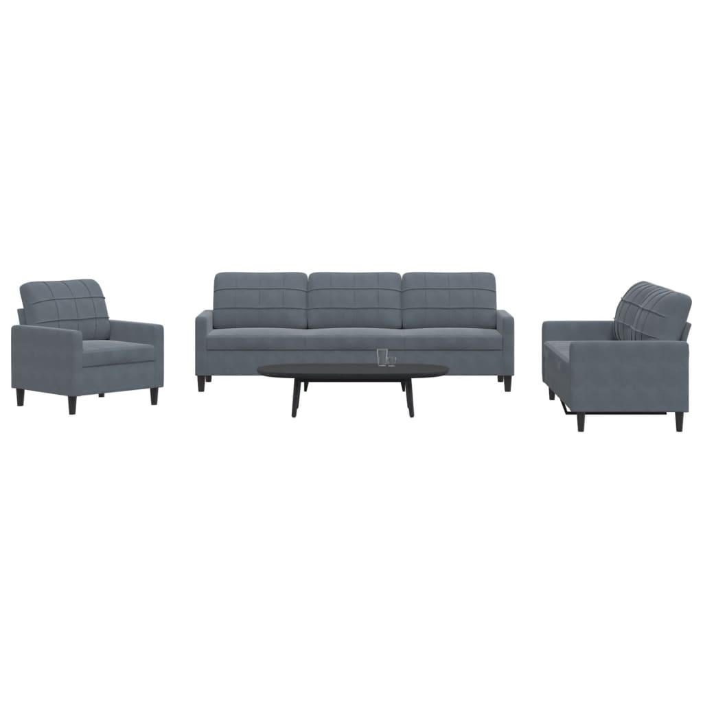 Set de canapele cu perne, 4 piese, gri închis, catifea GartenMobel Dekor