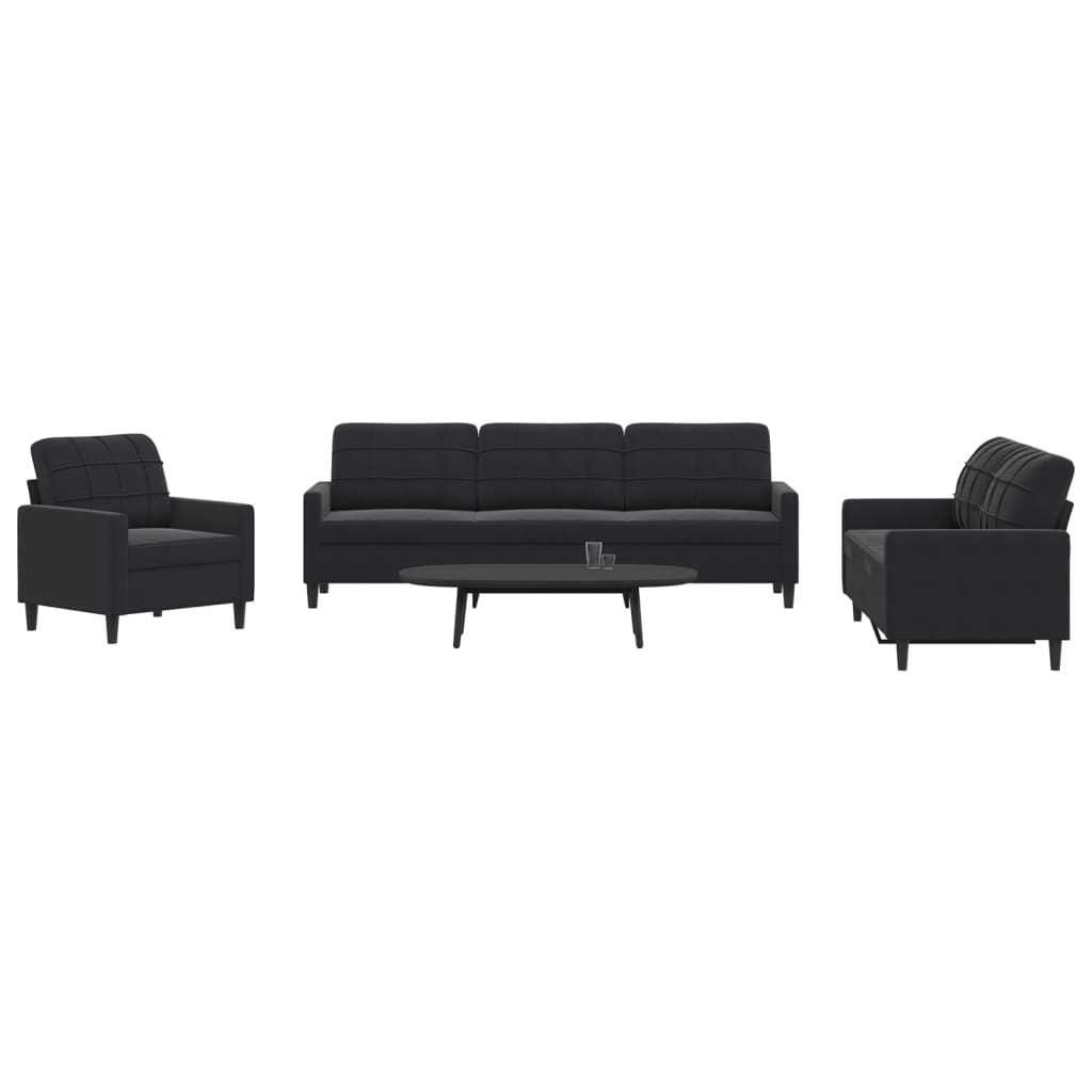Set de canapele cu perne, 4 piese, negru, catifea GartenMobel Dekor
