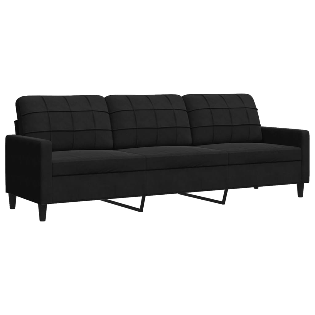 Set de canapele cu perne, 4 piese, negru, catifea GartenMobel Dekor