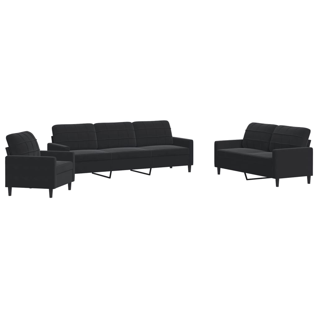Set de canapele cu perne, 4 piese, negru, catifea GartenMobel Dekor