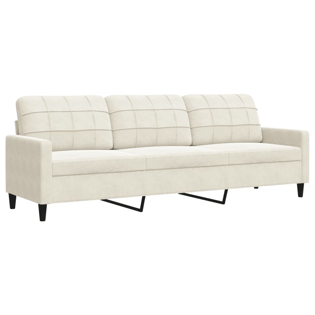 Set de canapele cu perne/rulouri, 3 piese, crem, catifea GartenMobel Dekor