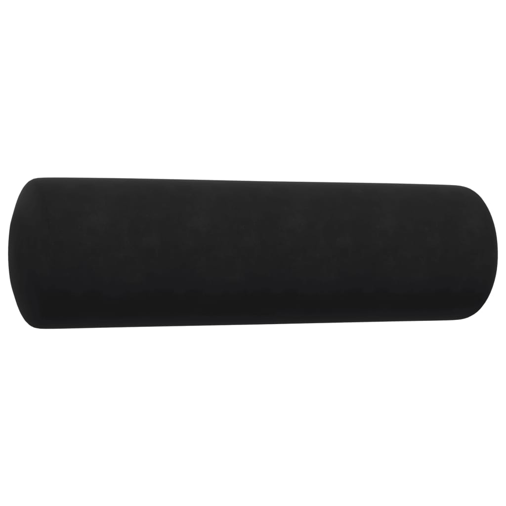 Set de canapele cu perne/rulouri, 3 piese, negru, catifea GartenMobel Dekor
