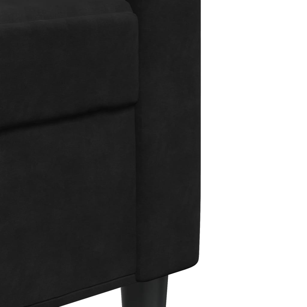 Set de canapele cu perne/rulouri, 4 piese, negru, catifea GartenMobel Dekor